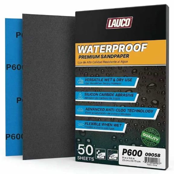 Aqua Maxx Wet or Dry Sandpaper Finishing Sheets 9x5 inch - 600 GRIT - Box of 50 - (9058)