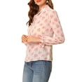 thumbnail image 4 of Unique Bargains Femmes Semi-Transparente Cravate Cou Blouse Volant Élégant Floral Haut, 4 of 6