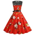 thumbnail image 4 of BLTIBY 2024 Womens Christmas Camisole Dresses Xmas Print Vintage V-Neck Dress Holiday Cocktail Party Sleeveless Swing Dress A-Line Midi Outfits Hot Pink XXL, 4 of 8