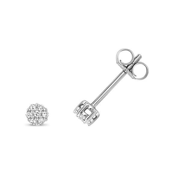 9k White Gold Women Diamond Stud Earrings Brilliant Cut 0.07 Carat GH - SI