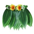 thumbnail image 3 of Leaf Hula Skirt and Hawaiian Leis Set Grass Skirt with Artificial Hibiscus Flowers for Hula Costume and Beach Party, 3 of 6