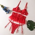 thumbnail image 3 of Gibobby Ropa interior mujer Conjunto de lencería sexy de encaje suave para mujer, ropa interior transparente con aros de encaje floral(Rojo, M), 3 of 5
