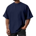 thumbnail image 2 of Mens Fashion Short Sleeve Tshirts Workout Oversize Pullover Solid Color Casual Tees Navy XXL, 2 of 5