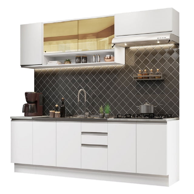 Cocina Integral Madesa Glamy sin tarja 240 cm Blanco