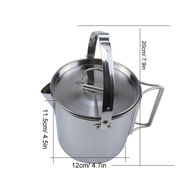 Pot de Camping en Acier Inoxydable, Pot de Cuisson de Camping en Acier Inoxydable Pot de Cuisson de Camping Extérieur Suspendu Caractéristiques Améliorées