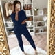 thumbnail image 4 of Pntutb Conjunto de traje de suéter con pantalones largos de dos piezas de punto de cable de manga larga con hombros descubiertos de color sólido para mujer Pntutb Pntutb-4719, 4 of 6