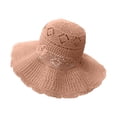 thumbnail image 2 of Siminsem UPF 50+ Straw Sun Hat for Women Wide Brim Fedora Foldable Packable Beach Hat Breathable Roll Up Lightweight Travel Cap Summer UV Protection Hiking Yoga Outdoors Seaside, Orange, One Size, 2 of 4