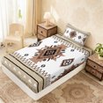 thumbnail image 4 of Erosebridal Bohemian Aztec Twin Sheet Sets, White Brown Aesthetic Bedding, 3 Pieces 1 Flat Sheet, 1 Fitted Sheet and 1 Pillowcase, 4 of 5