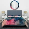 thumbnail image 3 of Designart "Watercolor Fusion Blue and Pink" Abstract Bedding Covert Set - Modern Blue Bed Set With 1 Shams, 3 of 6