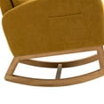 thumbnail image 6 of Modern Fabric Rocking Chair with Padded Seat, Solid Wood Frame Rocking Chair with Armrest and Side Storage Pocket, Suitable for Bedroom, Living Room and Lounge Room, Musterd Yellow, 6 of 7