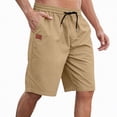 thumbnail image 2 of KPOPLK Men's Cargo Shorts Solid Color Drawstring Elastic Waist Stretch Cargo Pants With Pockets Casual Lightweight Above Knee Short Size XXL,Khaki, 2 of 7