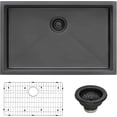 thumbnail image 2 of 27-inch Undermount Gunmetal Black Stainless Steel Kitchen Sink - 16 Gauge Single Bowl, 2 of 9