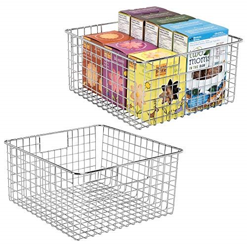 Mdesign Farmhouse Decor Metal Wire Food Storage Organizer Bin Basket With Handles For Kitchen Cabinets Pantry