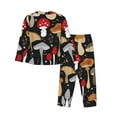thumbnail image 2 of Junzan Various Mushrooms Print Womens Pajama Sets,Long Sleeve Button Down For Women Pjs 2 Piece, 2 of 9