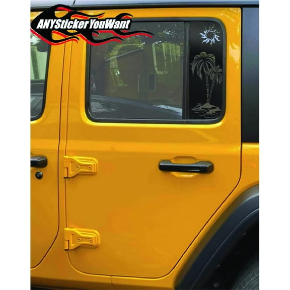 AnyStickerYouWant - Palm Trees Side Window Vinyl Decal Compatible with and Fits Jeep Wrangler 2018-2022 Compatible with and Fits Jeep Gladiator 2020-2022