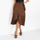 thumbnail image 4 of Gibobby faldas para mujer alta para mujer, falda envolvente de satén Jacquard de piedra, falda Sexy con cordones para otoño e invierno(Café, L), 4 of 5