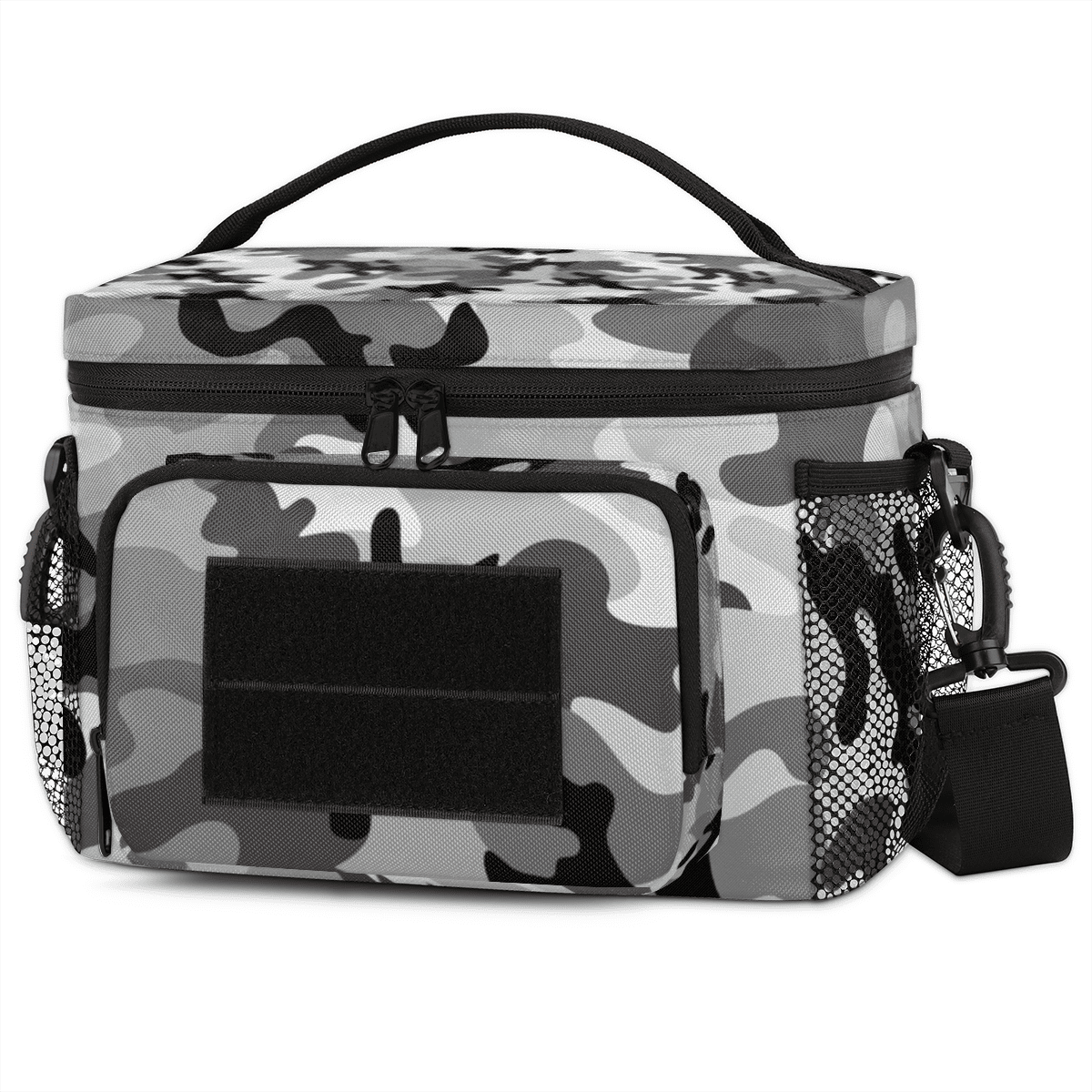 Lunch Box for Adults,Tactical Lunch Bag,Leakproof Insulated Lunch Bag for Adjustable Shoulder Strap,Water Bottle Pouch Cooler Bag for Work Outdoor Picnic Trips 8L(Camouflage Gray)