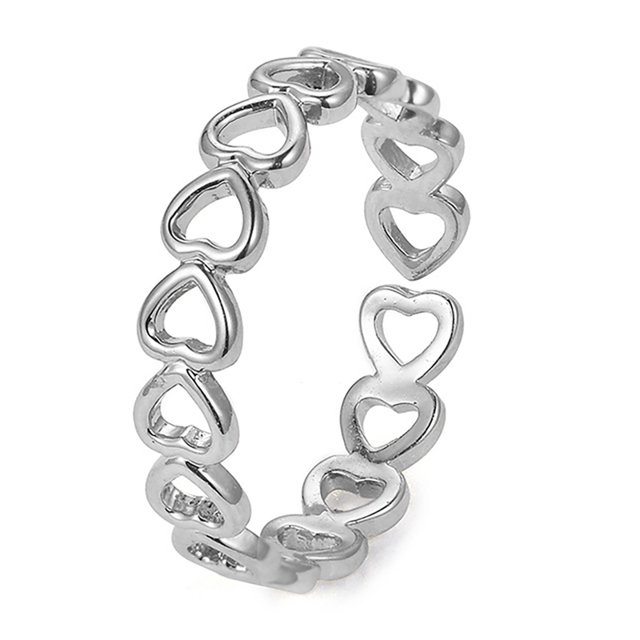 Open Ring Adjustable Hollow Heart Shape Finger Ring Statement Ring for Women