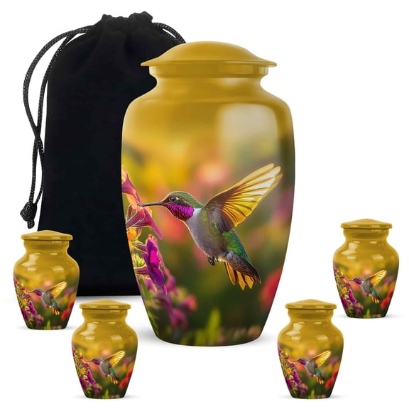 Yatskia Hummingbird Mini Memorial Urns for Adult Ashes Male and Female, Large Cremation Urn for Human Ashes, (Classic 10 Inch and 3 Inch)