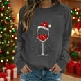 thumbnail image 2 of FAVIPT Oversized Christmas Sweatshirt for Women Sequin Rhinestone Red Wine Glass Shirts Raglan Long Sleeve Round Neck Tops Casual Fashion Holiday Loose Pullover Dark Gray,L, 2 of 4