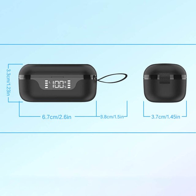 Auriculares Bluetooth 5.0 Auriculares con sonido estéreo de alta fidelidad inalámbricos Auriculares de emparejamiento automático con estuche de carga, Negro Inevent EL5174-01B