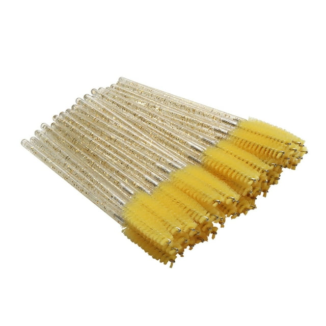 50Pcs Disposable Glittered Eyebrow Brush Lash Makeup Cosmetics Brush with Crystal Handle