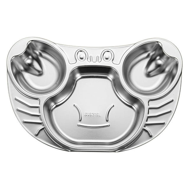 LEHOZIHEQ Assiette Compartimentée en Acier Inoxydable, Assiettes en Forme, Assiette de Souper à 3 Sections Assiette de Contrôle des Portions Assiettes Compartimentées Incassables pour Enfants Adultes