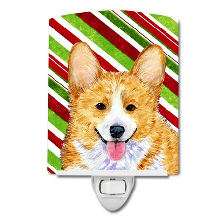 

Caroline s Treasures SS4555CNL Corgi Candy Cane Holiday Christmas Ceramic Night Light 6x4x3 multicolor