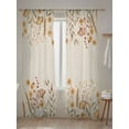 thumbnail image 2 of Sheer Curtains 84 inches Long 2 Panels Set Fall Plants Watercolor Ginkgo Wildflowers Linen Texture Tiers Sheers Rod Pocket Small Window Short Curtains for Kitchen Cafe, Each 52" W x 84" L, 2 of 7