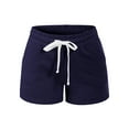 thumbnail image 5 of MixMatchy Women's Solid French Terry White Piping Comfy Shorts, 5 of 6