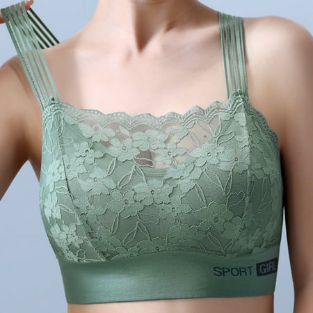 

Aayomet Women S T-Shirt Bra Women s New Lace Beautiful Back Women s Chest Wrap Large Chest Pad Small Chest Anti Light Backing Green Medium