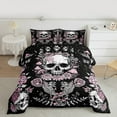 thumbnail image 2 of Homewish Gothic Skull Bedding Comforter Set,Pink Retro Flower Twin Comforter Sets,Galaxy Starry Night Bedding Set For Girls Kids,Breathable Home Decor Reversible,2 Pieces, 2 of 8