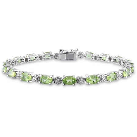 Tangelo 8-4/5 Carat T.G.W. Peridot and Diamond-Accent Sterling Silver Tennis Bracelet, 7.25