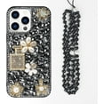 thumbnail image 2 of Compatible with iPhone 14 Pro Max Bling Case with Lanyard Strap Luxury 3D Diamond Crystal Rhinestone for Women Girls Glitter Sparkle Case Shiny Gemstone Perfume Bottle and Flower Design, Black, 2 of 7