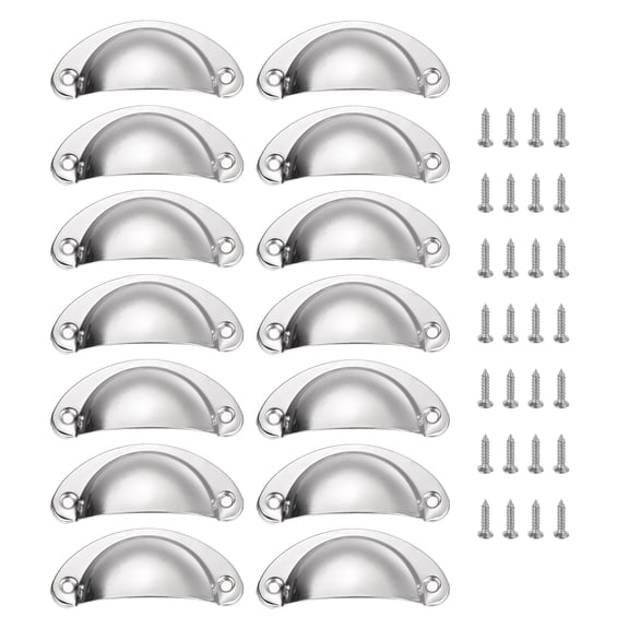 Uxcell 14pcs Drawer Handles for Kitchen Cupboard Furniture, Silver Tone