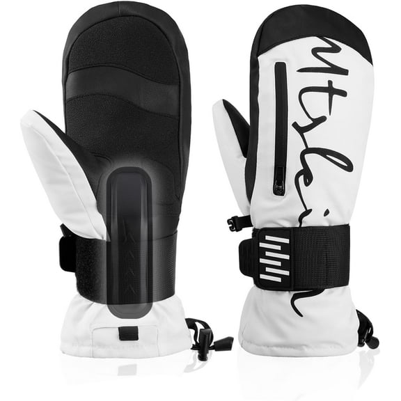 Ski Snow Gloves, Waterproof Mittens Gloves for Men Women, Removable Wrist Guards, Touchscreen Compatible, Warm Thermal Insulated Winter Gloves for Snowboarding, Skiing and Cold Weather