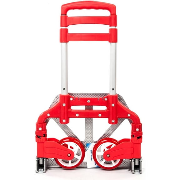 WoofPaw Folding Hand Truck , 200 lbs Capacity Cart, Aluminum Portable Foldable Hand Cart with Retractable Handle, Ideal for Shoping, Office, Travel, Moving(Red)