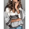 thumbnail image 2 of Pulls Décontractés Manches Longues Col Rond Couleur Patchwork Pull en Tricot Tops, 2 of 3