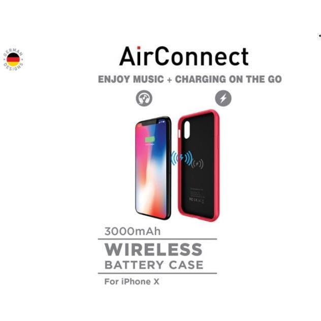SAMA-Air Connect Wireless Battery Case for iphone X 3000 mAh & Free Screen Protector - Red