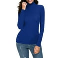 Women Casual Solid Long Tees Women Sleeve Turtleneck Blouse Petite