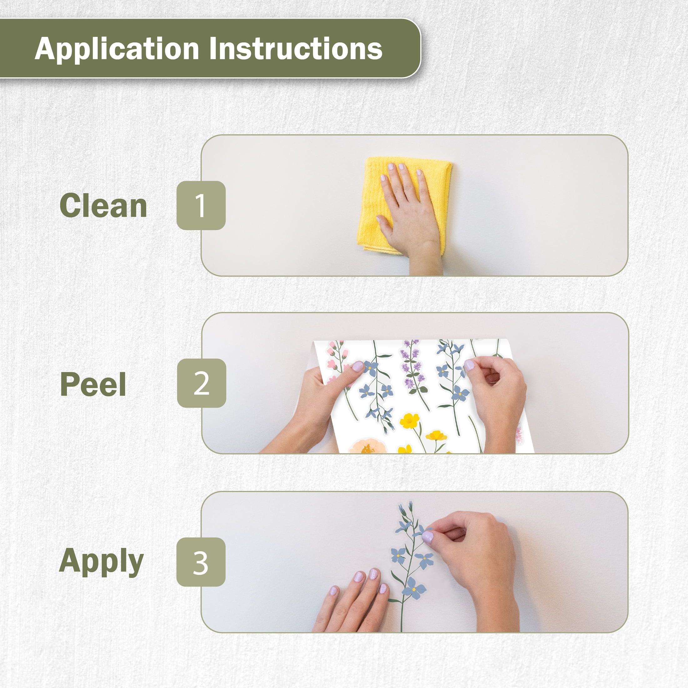 Wall Palz Wildflower Vinyl Wall Decals Peel and Stick Room Decorations