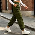 thumbnail image 4 of CQONEPT Baggy Cargo Sweatpant Women Elastic Waist Loose Fleece Fall Winter Pant Streetwear Casual Trousers with Side Pockets, 4 of 6