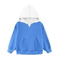 thumbnail image 4 of Telankuip Girls Hoodies Casual Long Sleeve Oversized Hooded Sweatshirts for Child Cute Color Block Relaxed Fit Comfort Fall Pullover Tops with Pocket 2025 Winter Clothes Blue 3-4 Years, 4 of 7