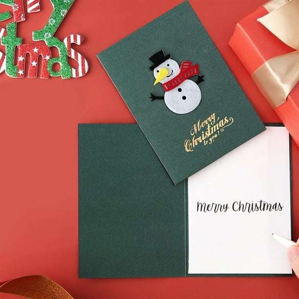 Adornos navideños, tarjetas de felicitación navideñas vintage de papel perlado, bendición tridimensional, tarjeta de bendición navideña de Acción de Gracias con sobre, tarjetas de felicitación de pape