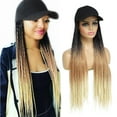 thumbnail image 1 of Yunkang Gorra de béisbol trenzada Peluca Caja Trenza Extensiones de cabello con sombrero Ombre negro marrón rubio Peluca de pelo sintético con cabello trenzado de 24 pulgadas de largo para mujeres (B-, 1 of 5