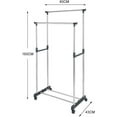 thumbnail image 2 of Livearty (TM) Clothing Rack Double Rod Clothing Metal Garment Rack for Hanging Clothes, Rolling Clothes Organizer on Lockable Wheels and Bottom Shelves, Height Adjustable, 2 of 6