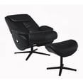thumbnail image 6 of [1-Piece Black Top Grain Leather Accent Chair with Swivel and Ottoman - Modern Minimalist Style], 6 of 9