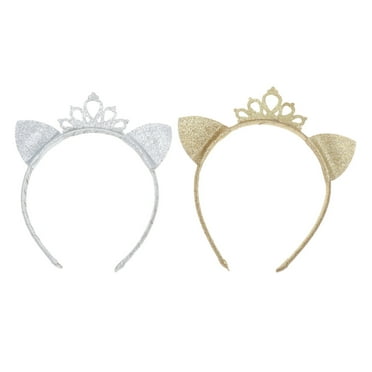 2pcs Glitter Powder Ear Headband Hollow Crown Performance Headband Birthday Hairhoop