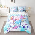 thumbnail image 2 of Castle Fairy Cartoon Axolotl Twin Bedding Sets,Soccer Salamander Bedding Comforter Set, 2 of 8