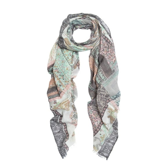 Premium Tribal Paisley Floral Print Frayed Edge Scarf Shawl Wrap